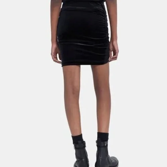 NWT | The Kooples | Black Velvet | Ruched Mini Skirt - Picture 3 of 10